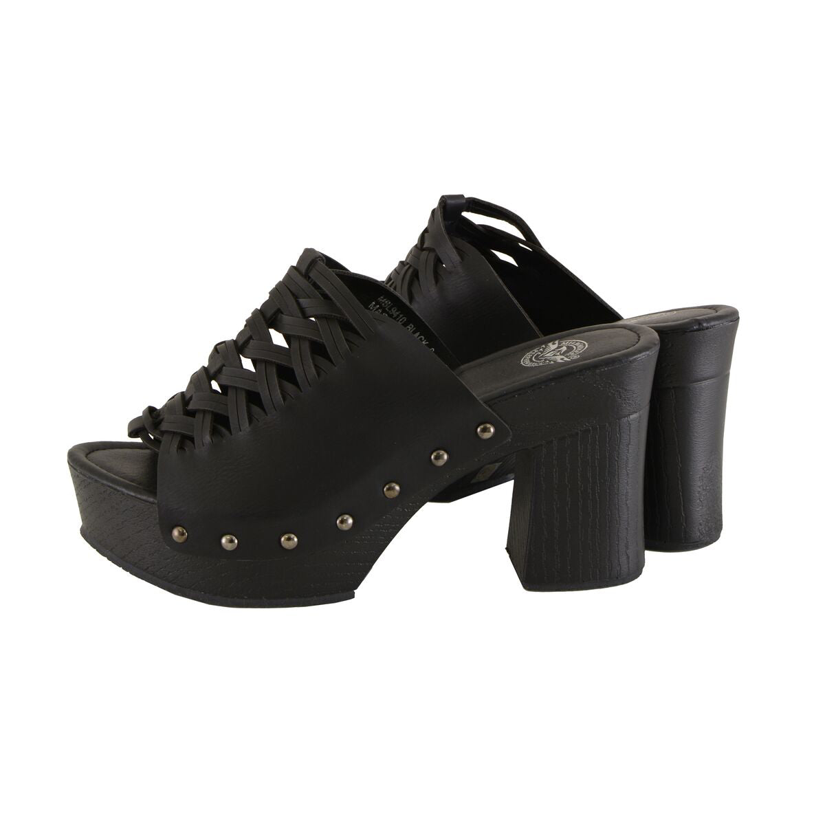 Milwaukee Leather MBL9410 Women's Black Open Toe Fashion Casual Platform Wedges with Studs