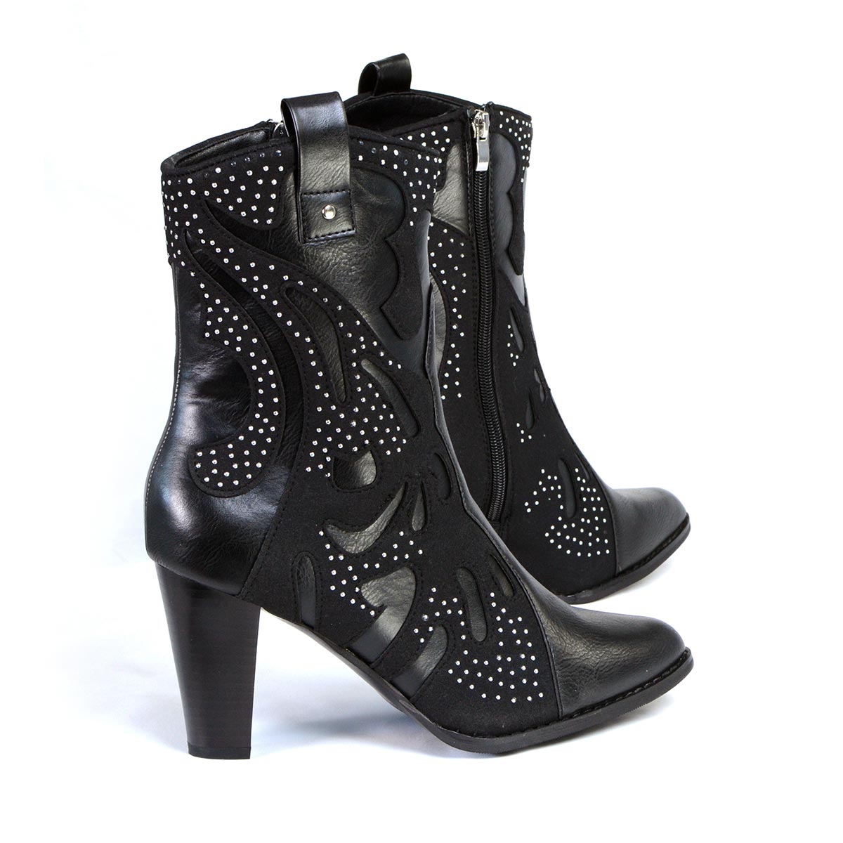 Milwaukee Leather MBL9429 Women's Black Western Style Fashion Casual Boots with Studded Bling