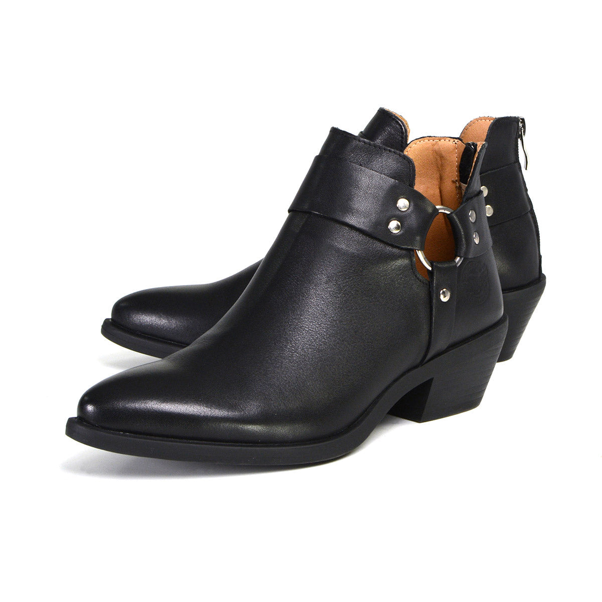 Milwaukee Leather MBL9443 Women's 'Sleek' Premium Black Leather Classic Harness Ring Fashion Shoes