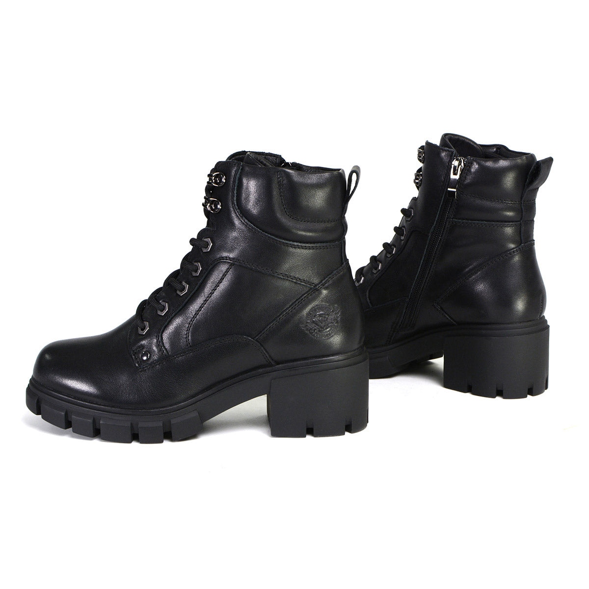 Milwaukee Leather MBL9447 Women's ‘Garter’ Premium Black Leather Lace-Up Fashion Motorcycle Boots