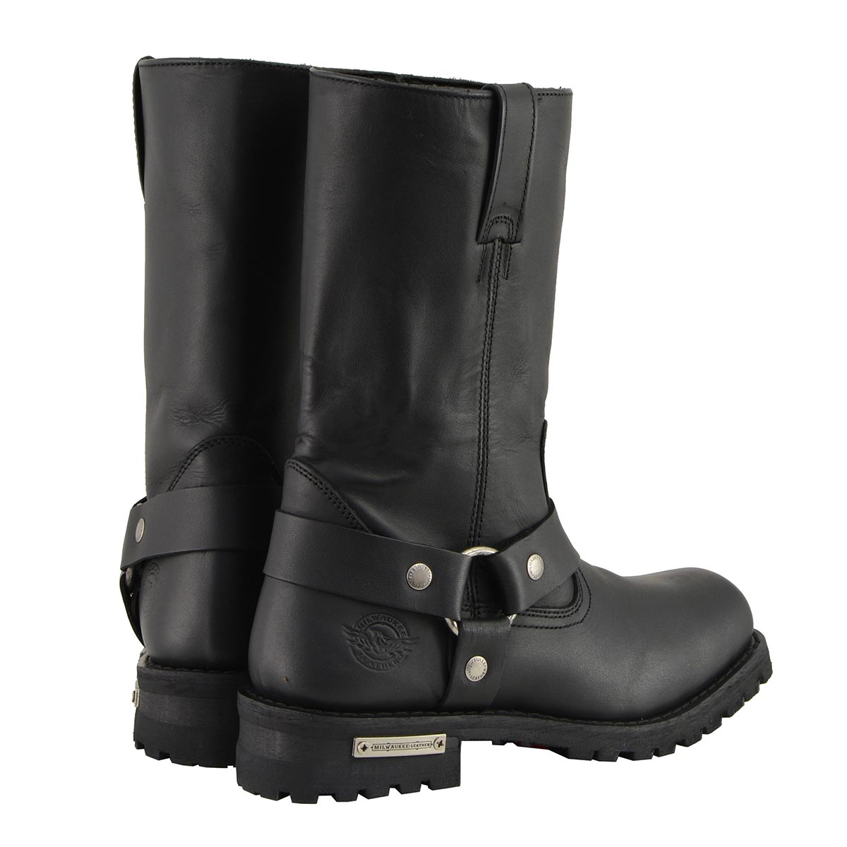 Milwaukee Leather MBM131W Men's Black 'Wide-Width' 11-inch Classic Square Toe Harness Boots