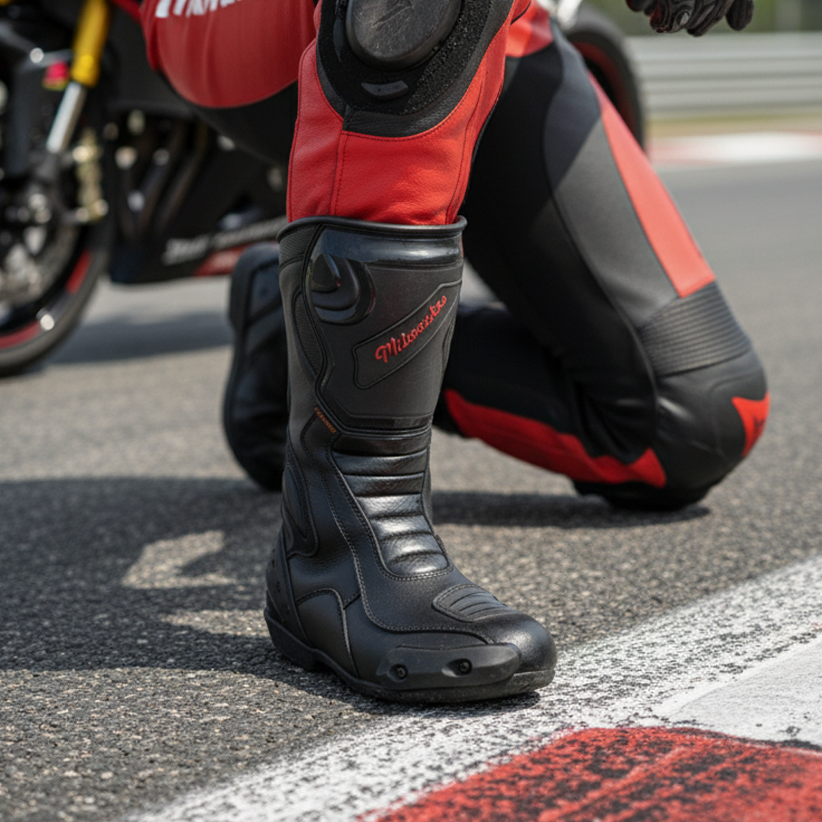 MMCC Men’s Type‑R Sport Boots – Black Waterproof Leather w/ Shift Protection & Quick Closure - MBM9181