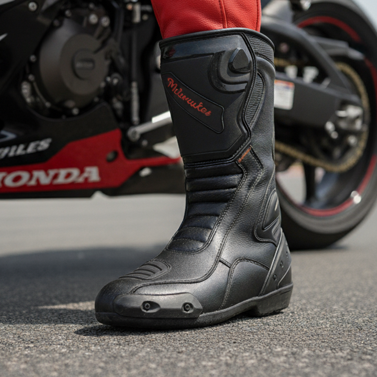 MMCC Men’s Type‑R Sport Boots – Black Waterproof Leather w/ Shift Protection & Quick Closure - MBM9181