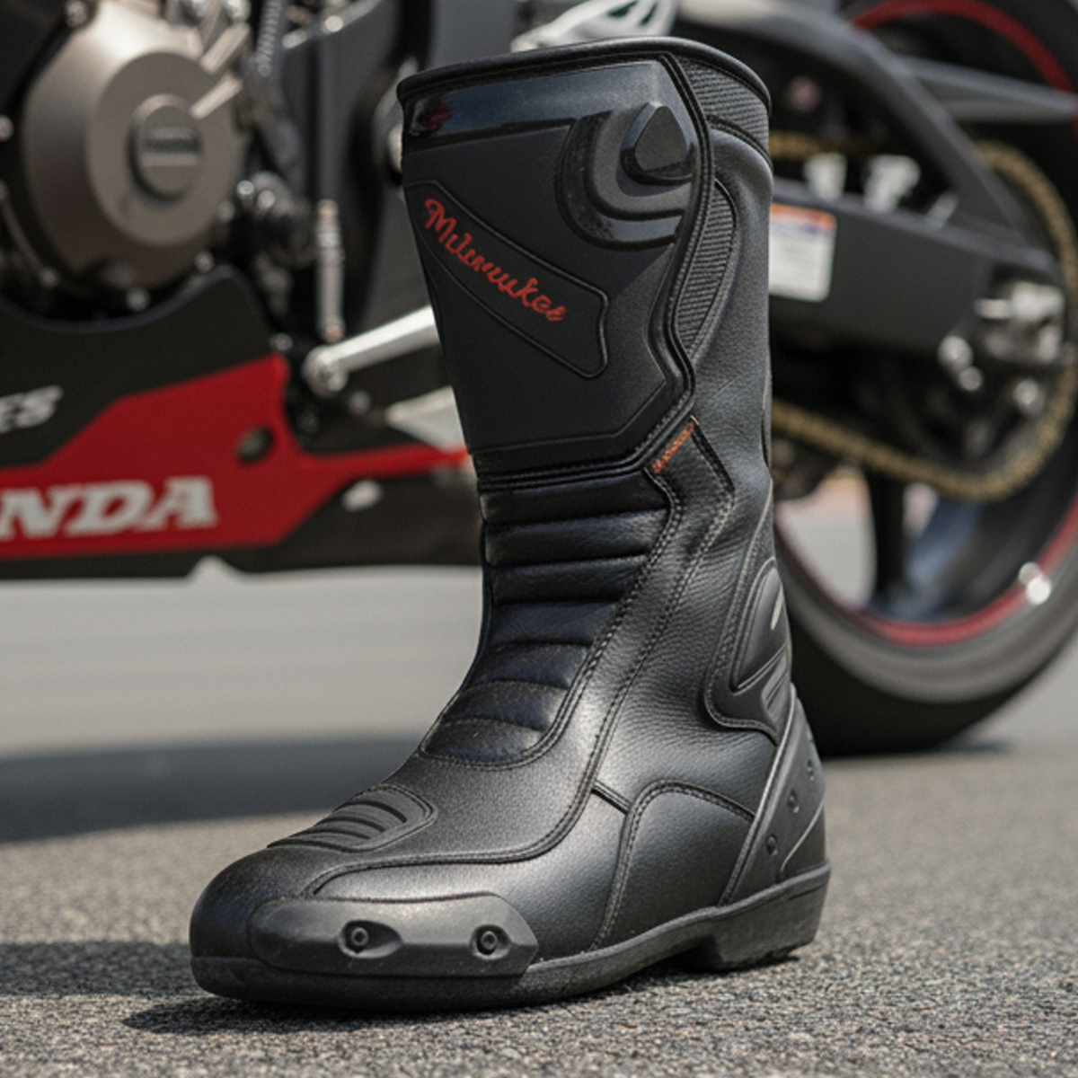 MMCC Men’s Type‑R Sport Boots – Black Waterproof Leather w/ Shift Protection & Quick Closure - MBM9181
