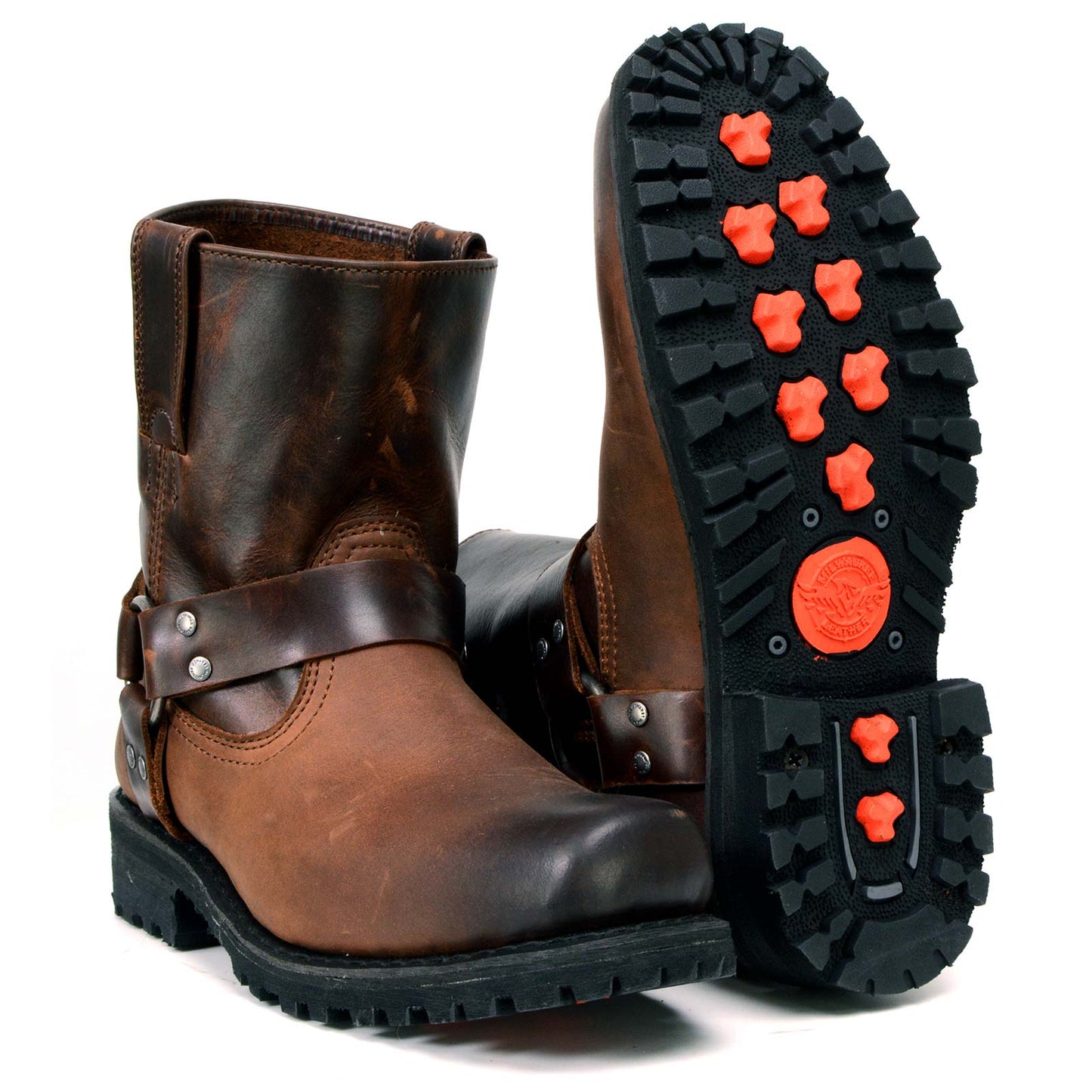 Harness Boot Motorcycle Boots Wide Milwaukee Leather Men's Brown