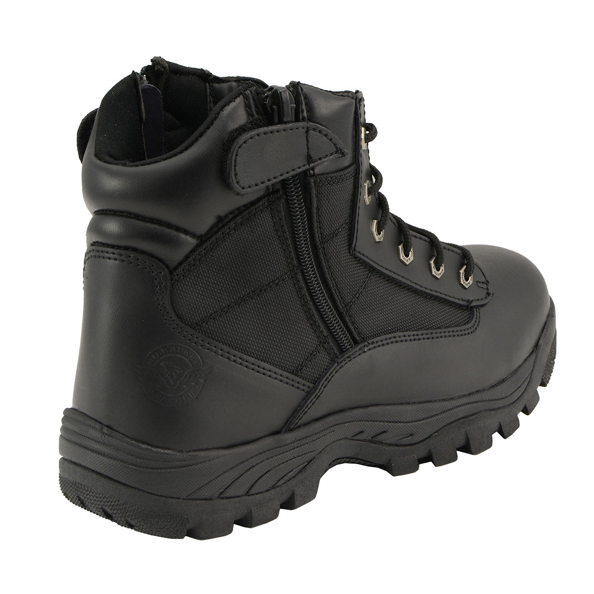 Milwaukee Leather MBM9011 Men's 6-inch Black Leather Swat Style-Tactical Lace-Up Biker Boots w/ Side Zippers