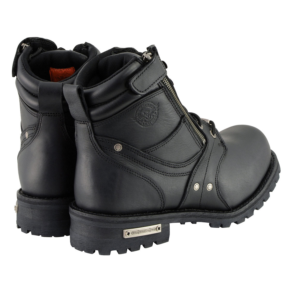 Milwaukee Leather Men's Black Leather 6-inch Lace-Up Motorcycle