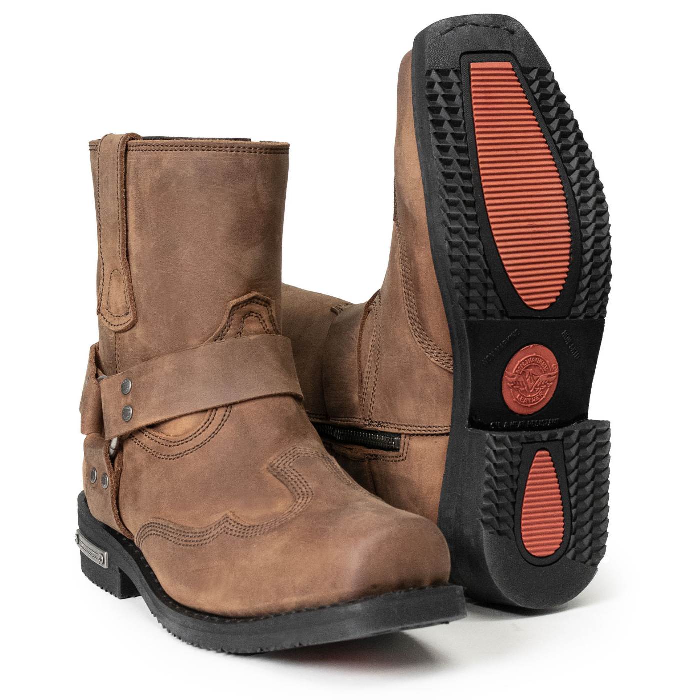 Milwaukee Leather Men's Copper Ridge Brown Suede Motorcycle Harness Boots - MBM9053