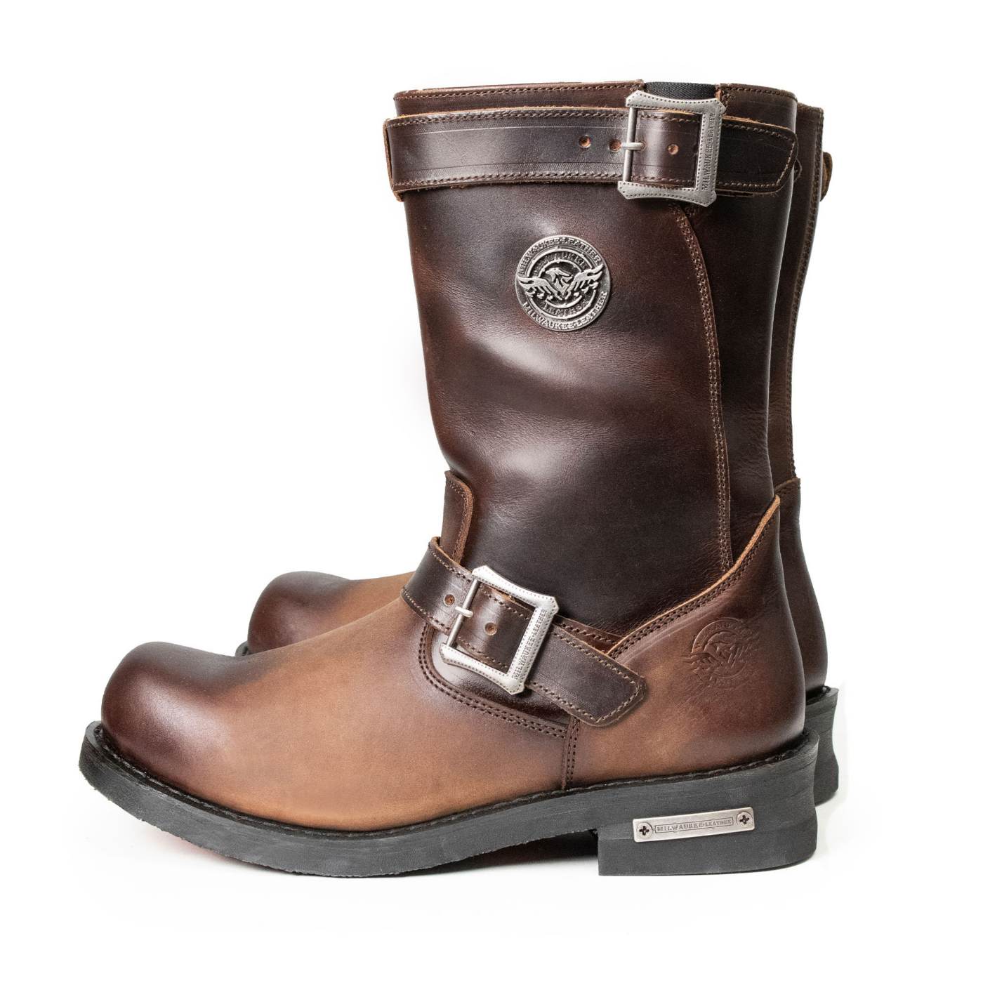 Milwaukee Leather Men's Copper Forge Dark Brown Engineer Motorcycle Boots w/ Flex Toe - MBM9058