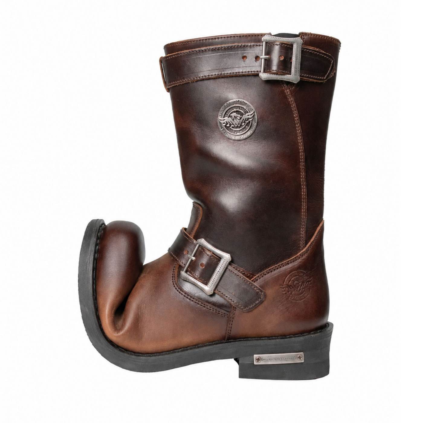 Milwaukee Leather Men's Copper Forge Dark Brown Engineer Motorcycle Boots w/ Flex Toe - MBM9058