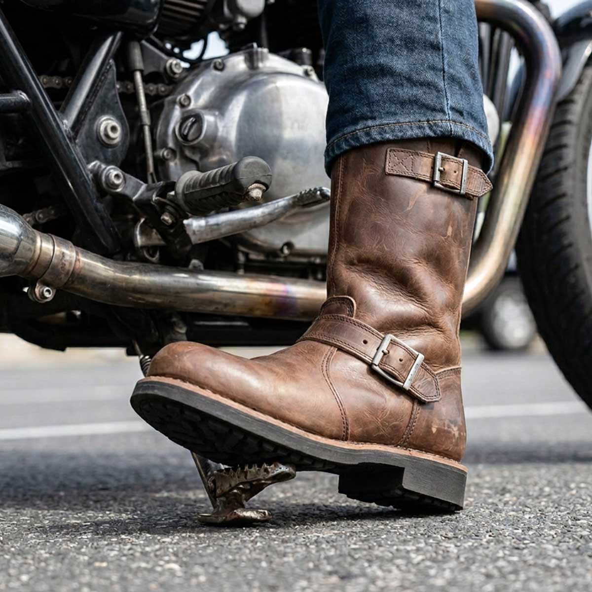 Milwaukee Leather MBM9064 Men's "Antique Ridge" Classic Brown Engineer Motorcycle Boots