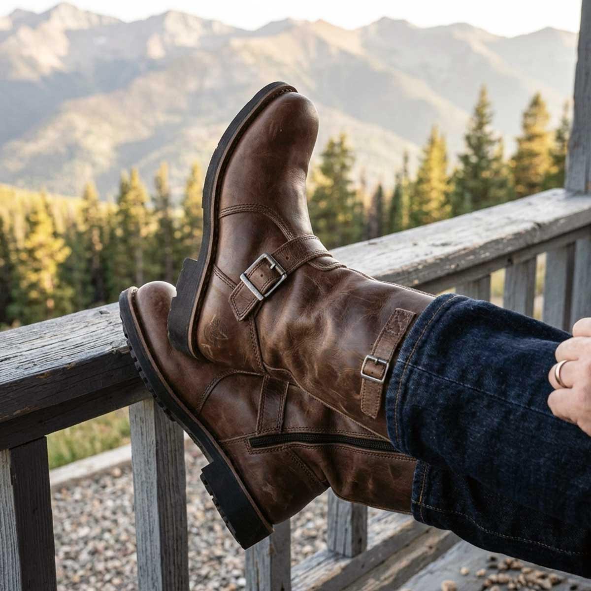Milwaukee Leather MBM9064 Men's "Antique Ridge" Classic Brown Engineer Motorcycle Boots