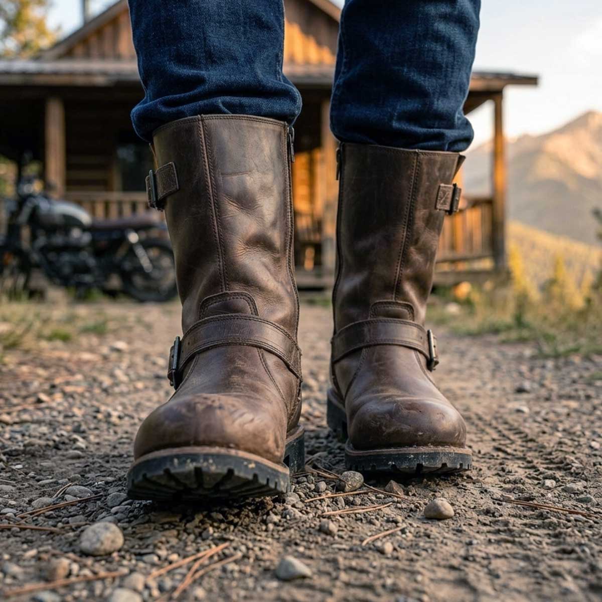 Milwaukee Leather MBM9064 Men's "Antique Ridge" Classic Brown Engineer Motorcycle Boots