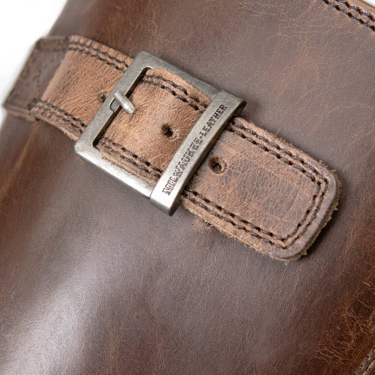 Milwaukee Leather MBM9064 Men's Antique Brown Classic Engineer Motorcycle Riding Boots