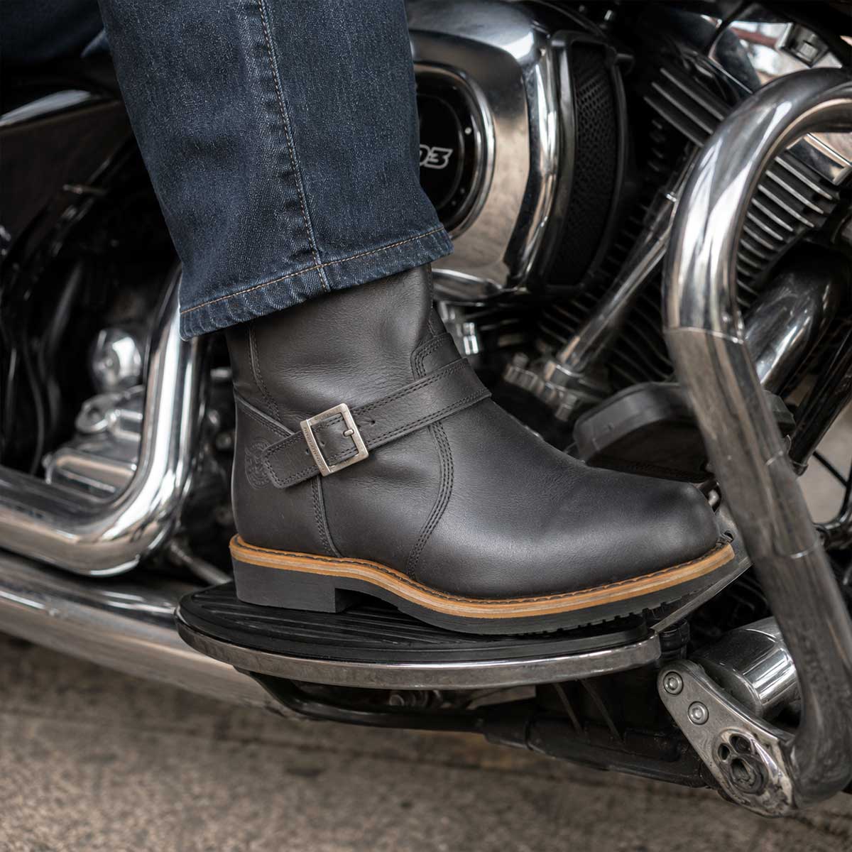 Milwaukee Leather MBM9066 Men's Antique Black Classic Engineer Motorcycle Riding Boots
