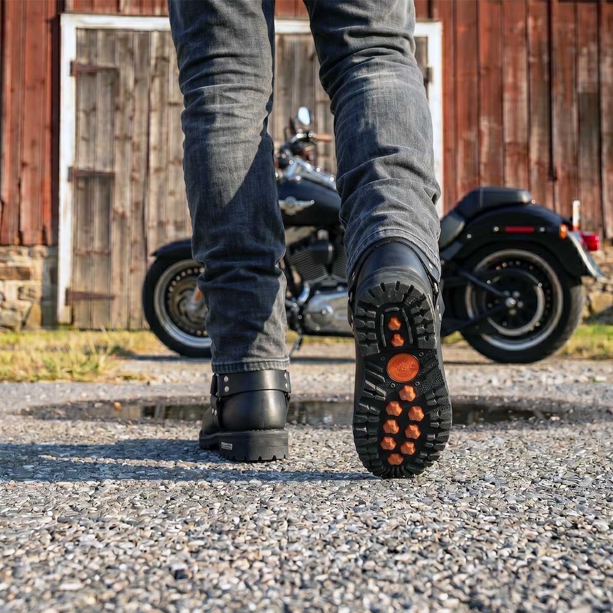 Milwaukee Leather Men's Outback Harness Motorcycle Boots - Full Grain Leather Riding Boots - MBM9068