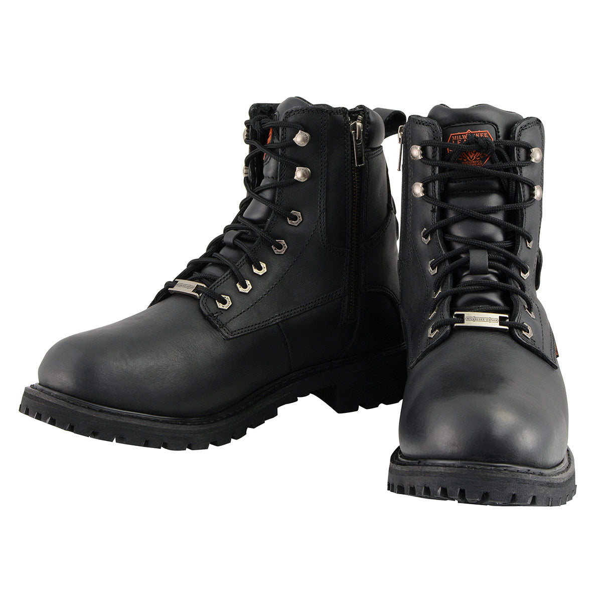 Milwaukee Leather MBM9096WP Men's Black Leather 'Wide Width' 6-Inch Lace-Up Logger Waterproof Boots