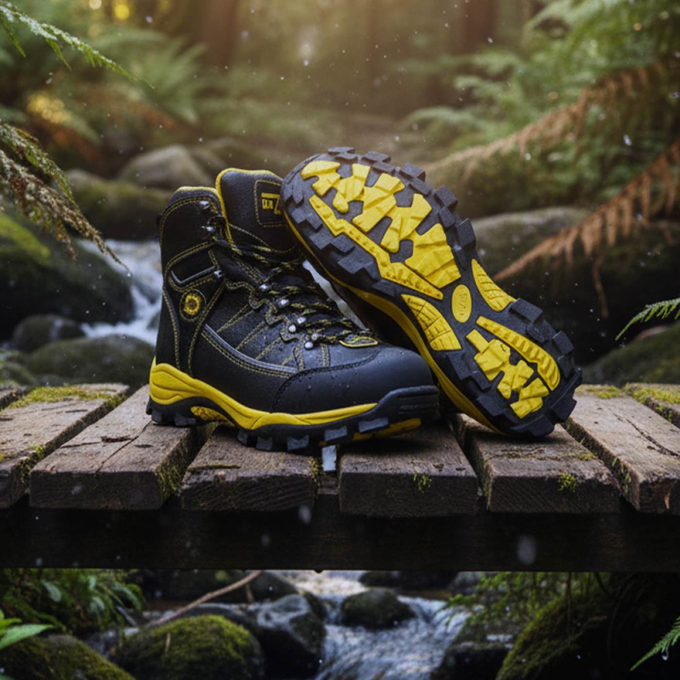 Bazalt MBM9122 Men’s Black & Yellow Waterproof Frost-Proof Leather Work & Hiking Shoes