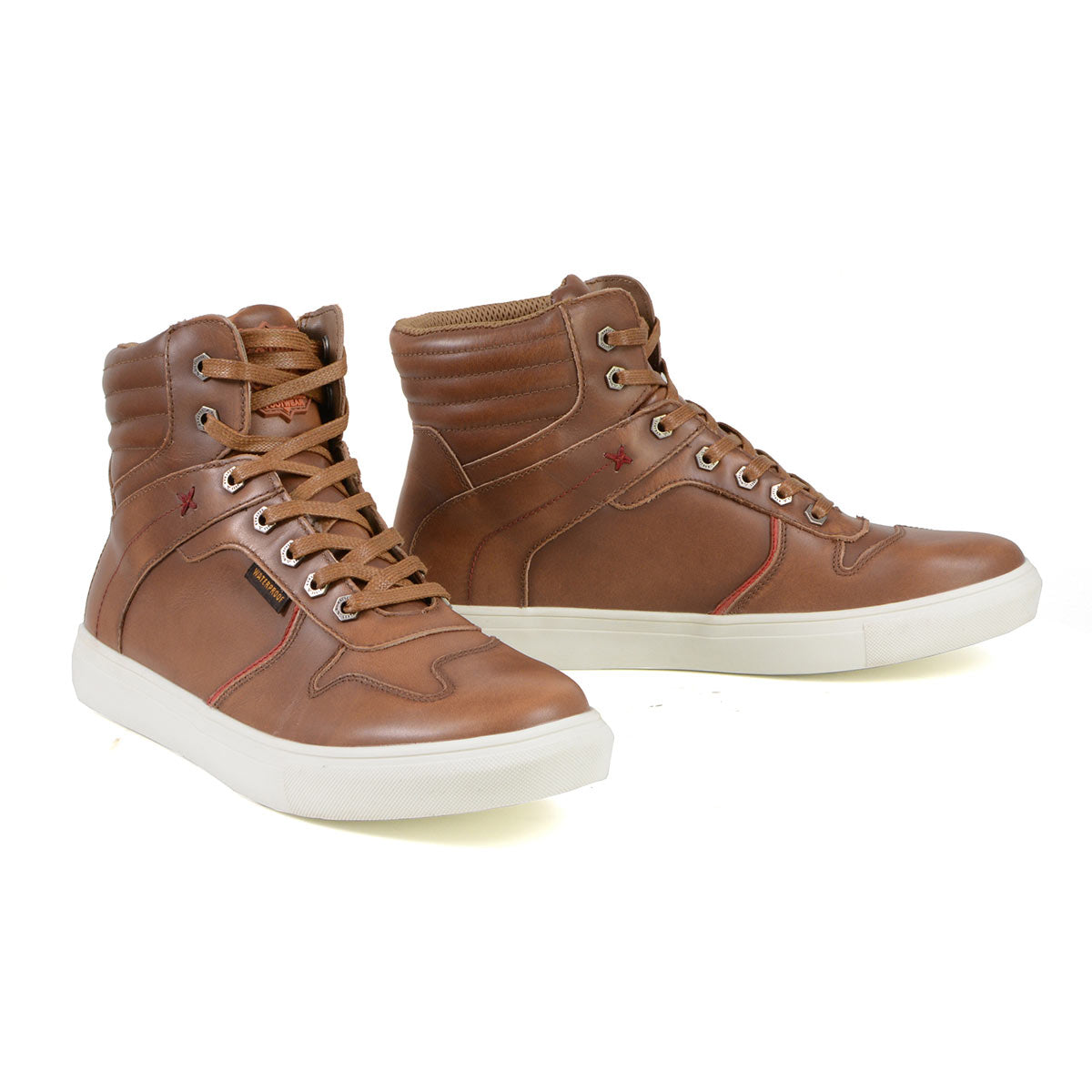 Milwaukee Leather MBM9154 Men's Cognac Leather High-Top Reinforced Street Riding Waterproof Shoes w/ Ankle Support