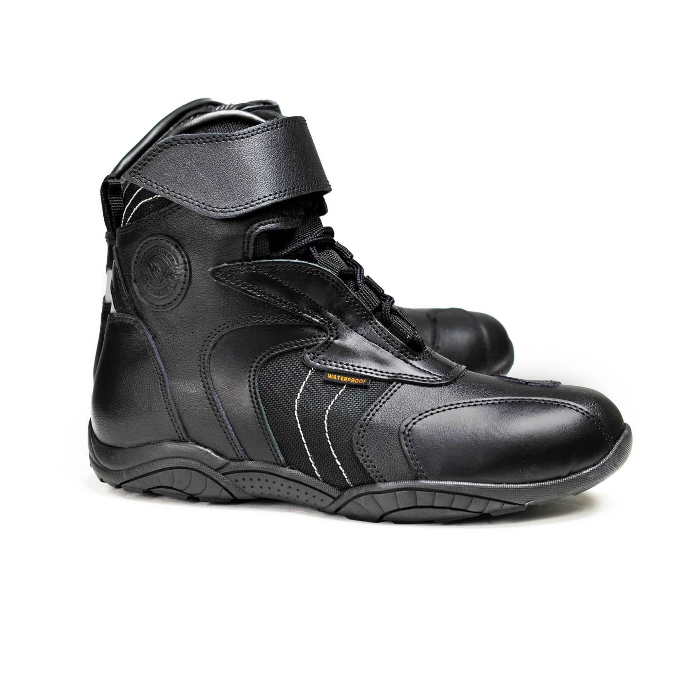Milwaukee Leather Men's Troop Sport Black Waterproof Leather Motorcycle Racer Style Boots - MBM9185