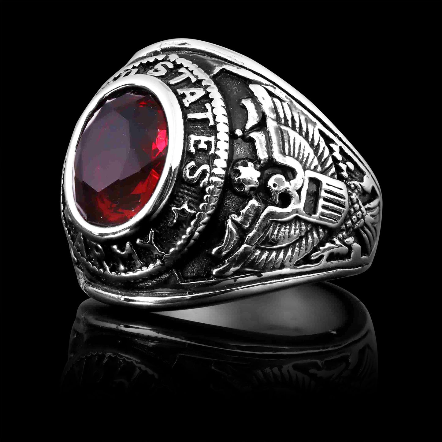 United States Military Red Stone Army Ring