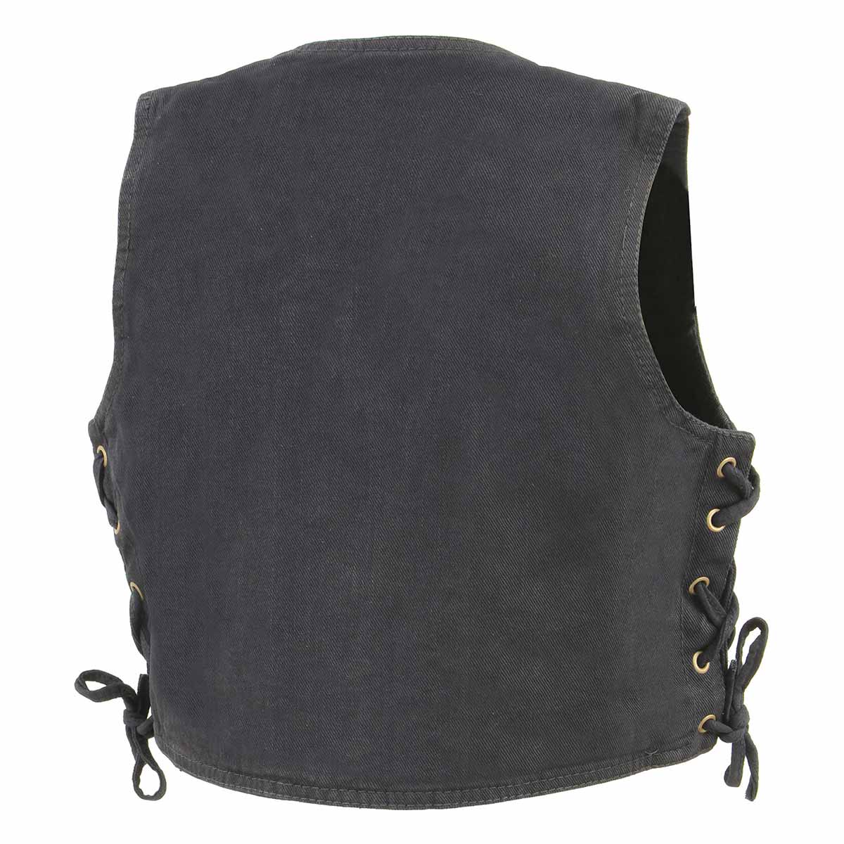 Milwaukee Leather MDK3900 Kids Classic Black Denim Side Lace Vest