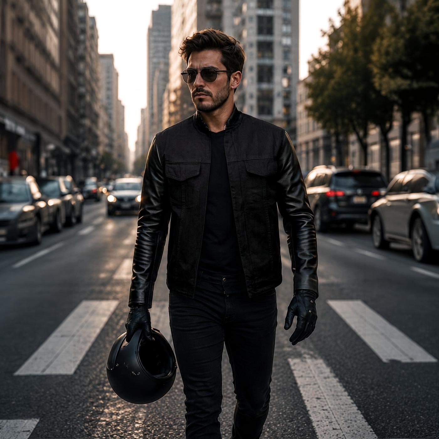 Milwaukee Leather MDM1003 Men's Black Denim and Leather Sleeves Motorcycle Riders Jacket