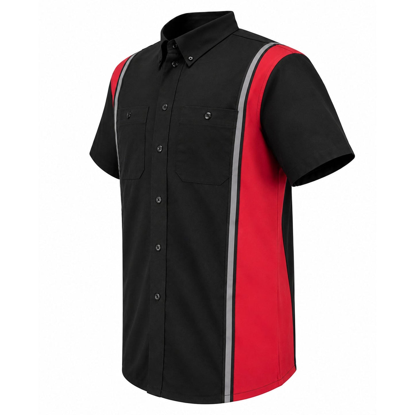 Milwaukee Motorcycle Clothing Co. Men’s Blk/Red Mechanic Work Shirt – w / Reflective Strip, Rider‑Built MDM11607