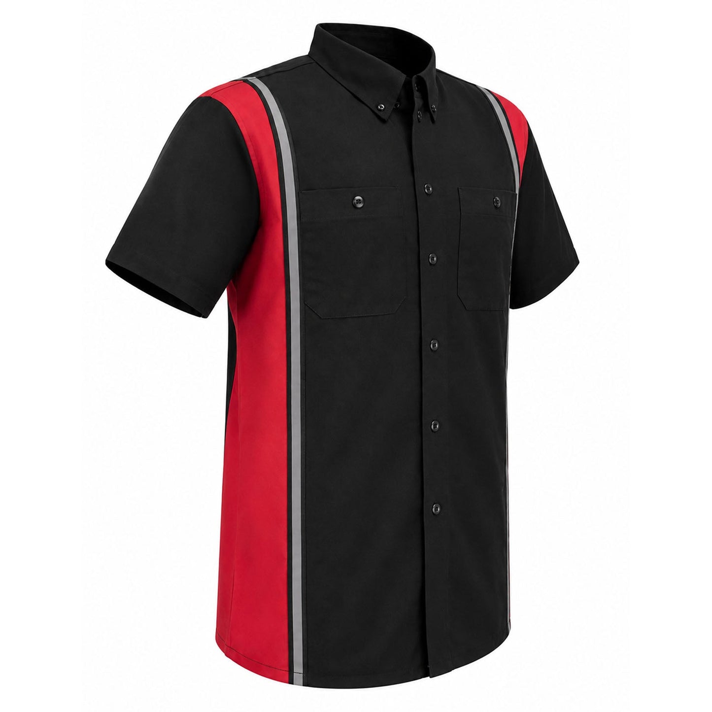 Milwaukee Motorcycle Clothing Co. Men’s Blk/Red Mechanic Work Shirt – w / Reflective Strip, Rider‑Built MDM11607