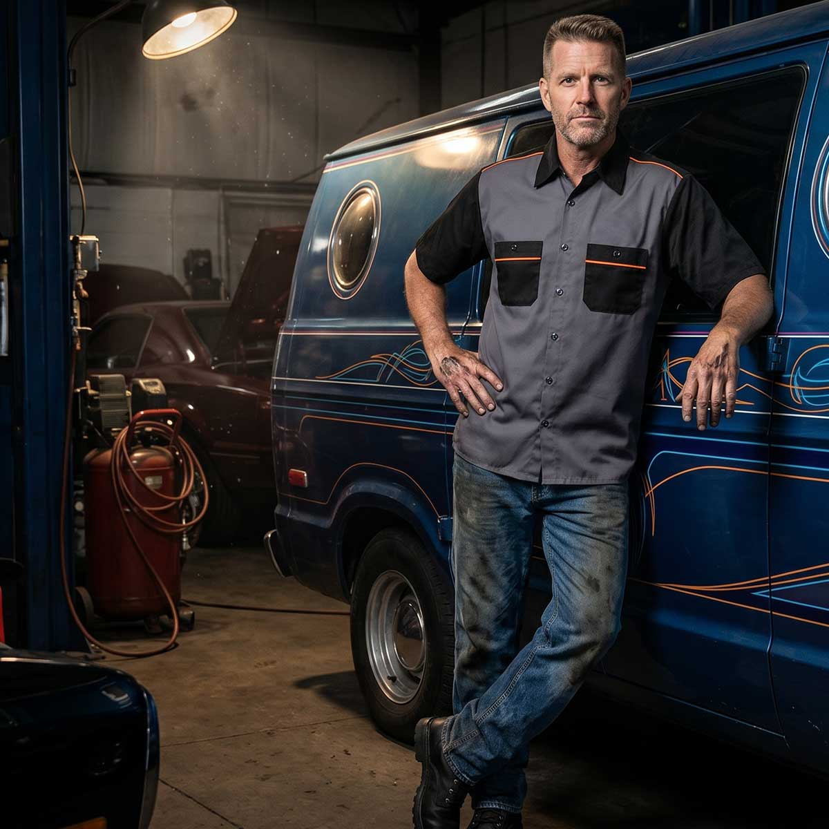 MMCC Men’s SwitchGear Mechanic Work Shirt - Short Sleeve Button Up Shop - 50/50 Cotton Poly Blend - MDM11654