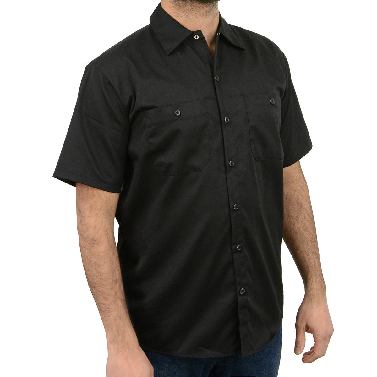 Milwaukee Leather MDM11669 Men's Black Button Up Heavy Duty Work Shirt | Classic Mechanic Work Shirt w/ Pockets