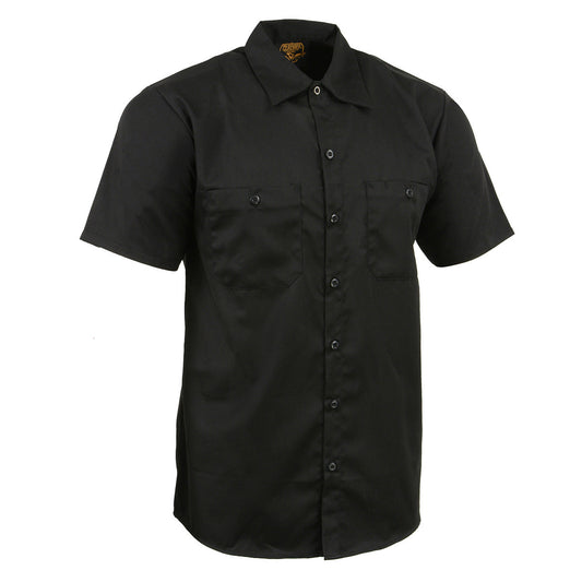 Milwaukee Leather MDM11669 Men's Black Button Up Heavy Duty Work Shirt | Classic Mechanic Work Shirt w/ Pockets