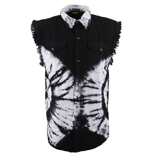 Camicia In Denim Senza Maniche Milwaukee Leather DM1003 Arancione, Uomo, Classica, Cotone - Foto 3