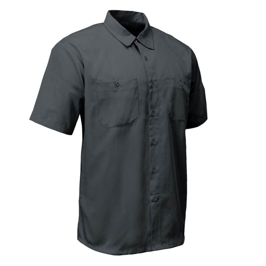 MMCC Men's Charcoal Super Duty Classic Mechanic Button Up Shirt - 2 Chest Pockets - Microfiber Panel - MDM11687