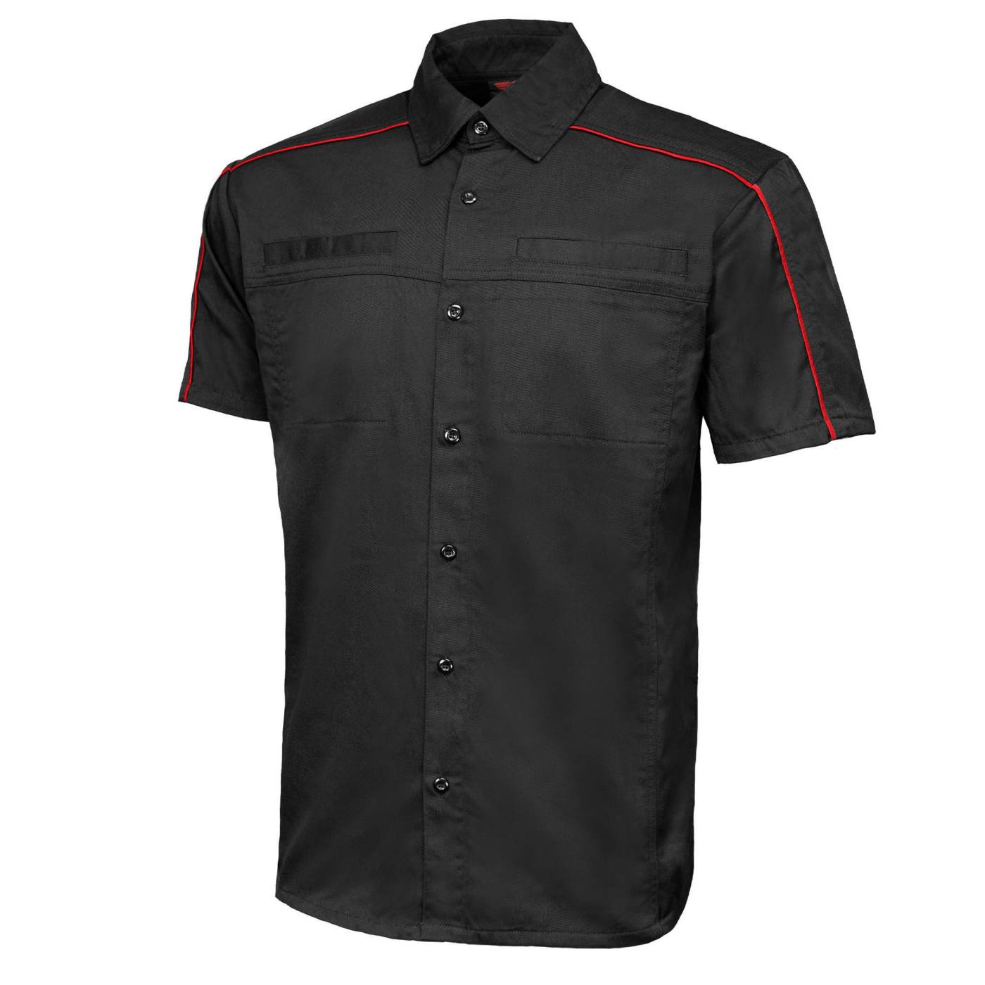 MMCC Men's Slipstream Black/Red Mechanic Work Shirt - 100% Cotton w/ Microfiber Panel - MDM11691