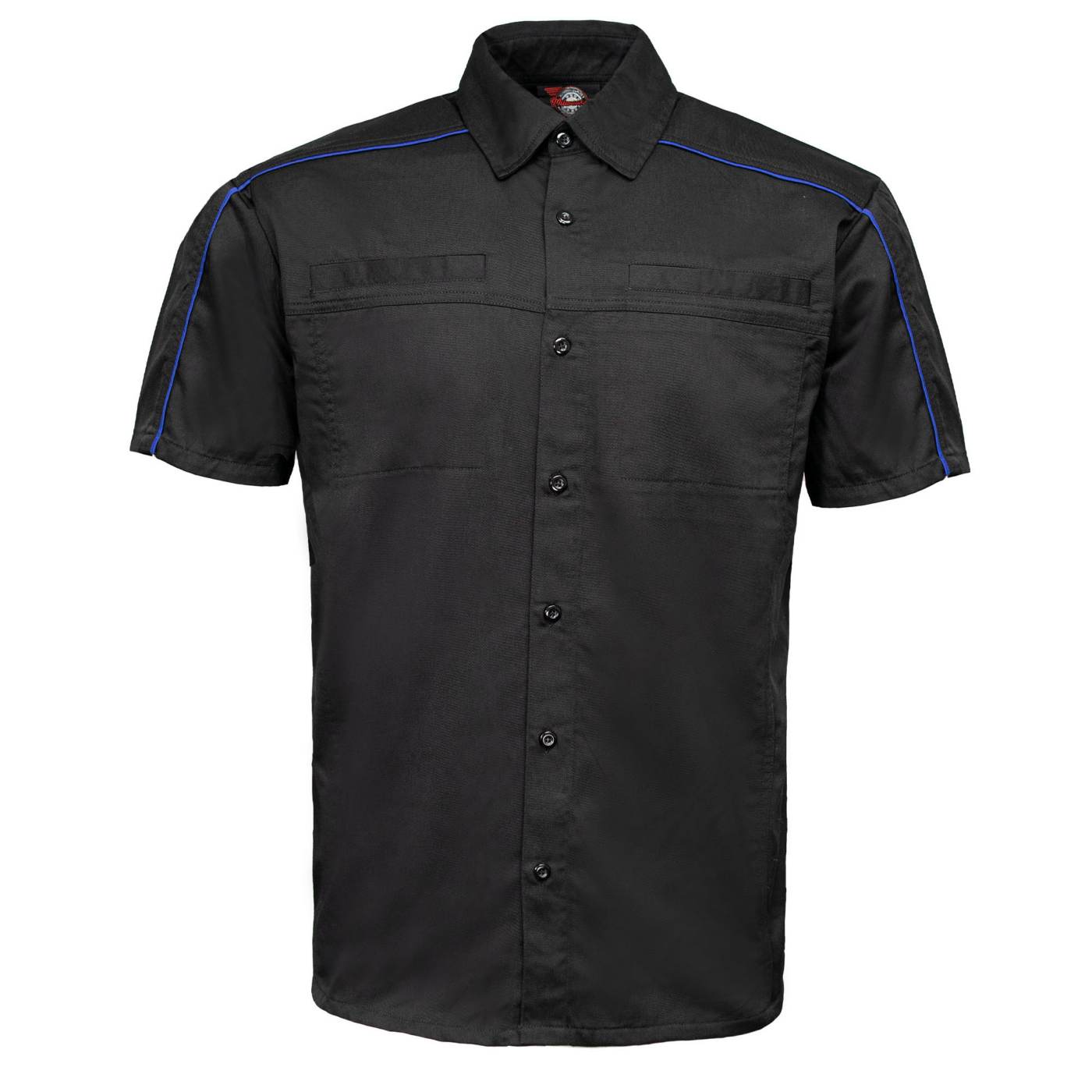 MMCC Men's Slipstream Black Royal Blue Mechanic Work Shirt - 100% Cotton w/ Microfiber Panel - MDM11692