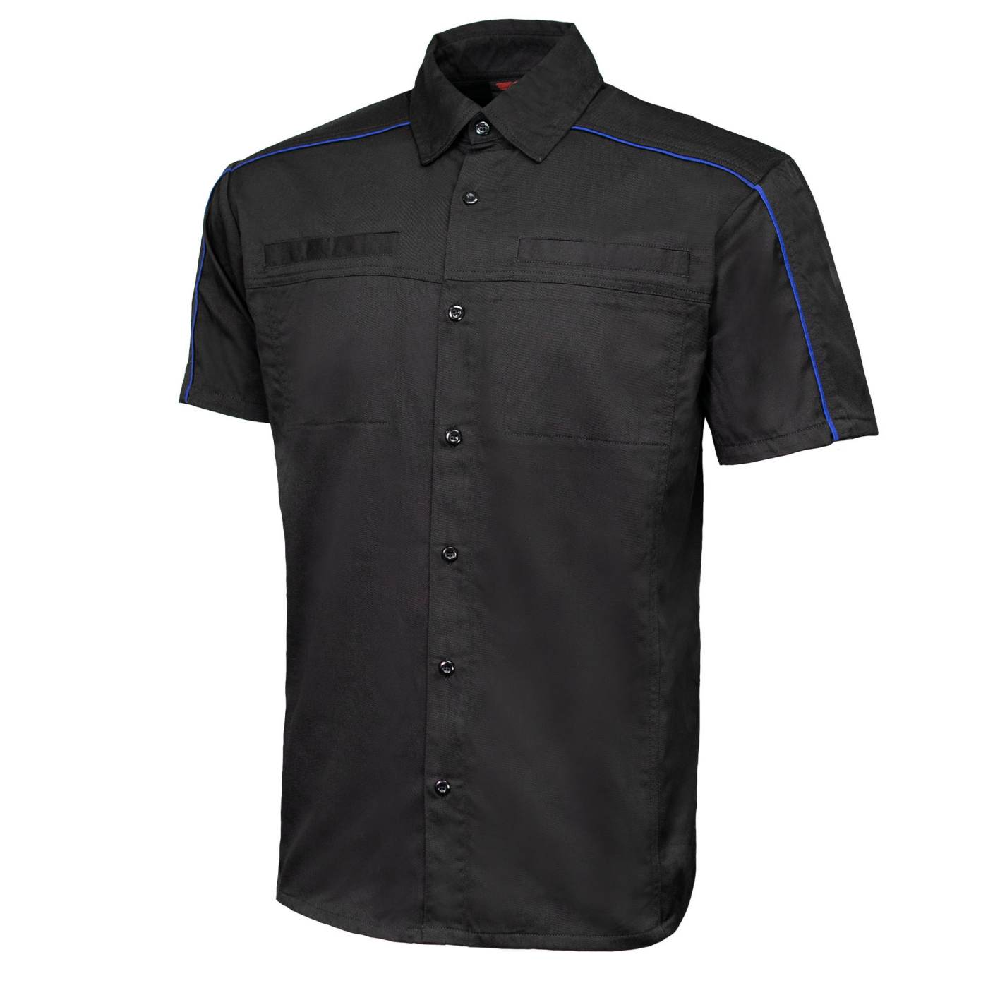 MMCC Men's Slipstream Black Royal Blue Mechanic Work Shirt - 100% Cotton w/ Microfiber Panel - MDM11692