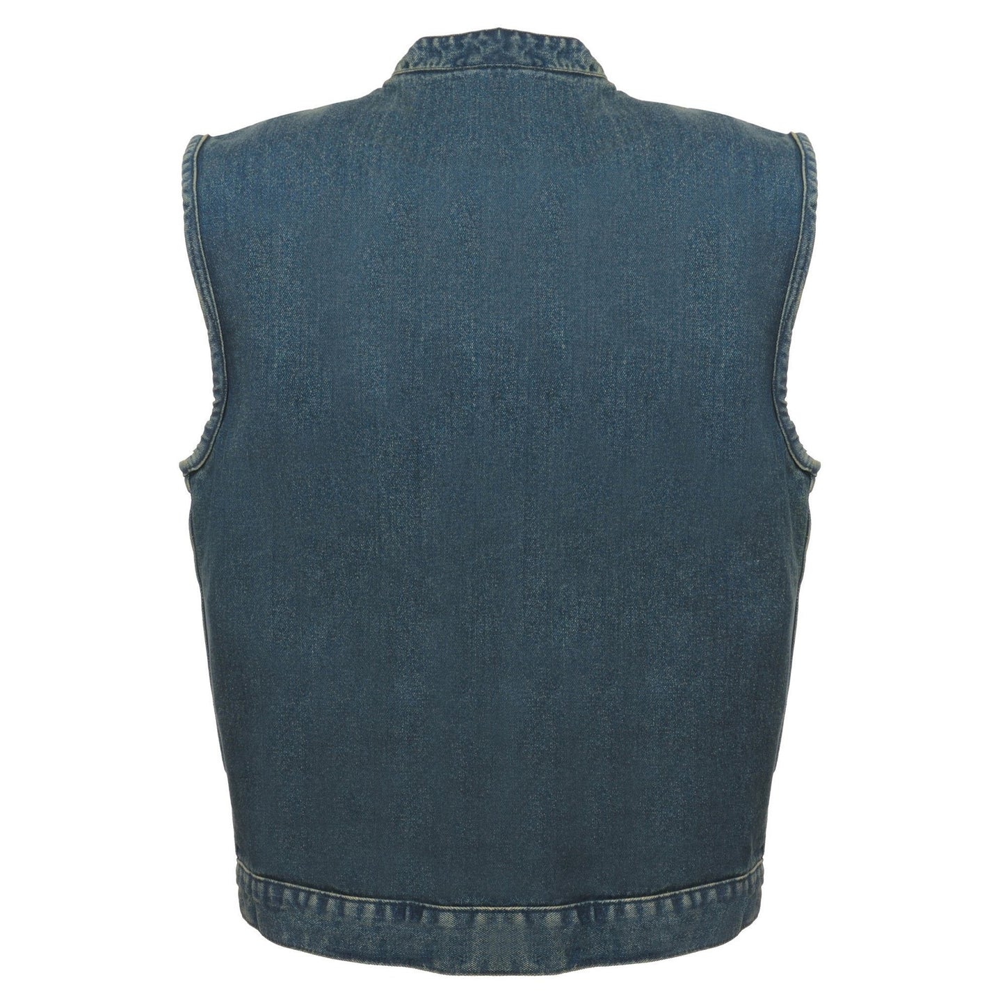 Milwaukee Leather MDM3000 Men's 'Brute' Concealed Snap Black Denim Club Style Vest w/ Hidden Zipper