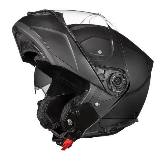 Daytona Glide Modular Motorcycle Helmet - DOT Approved, Bluetooth Ready, Dual Visor, Men/Women/Youth - Dull Black