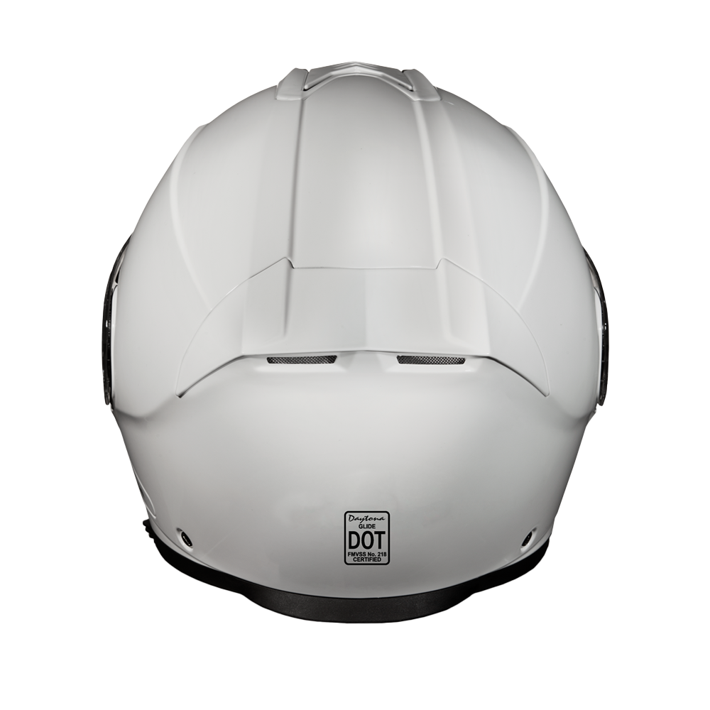 Daytona Glide Modular Motorcycle Helmet - DOT Approved, Bluetooth Ready, Dual Visor, Men/Women/Youth - Hi-Gloss White