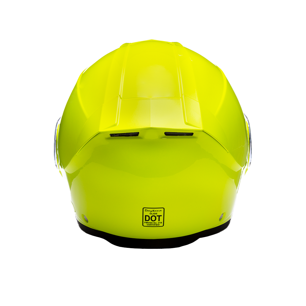 Daytona Glide Modular Motorcycle Helmet - DOT Approved, Bluetooth Ready, Dual Visor, Men/Women/Youth - Fluorescent Yellow