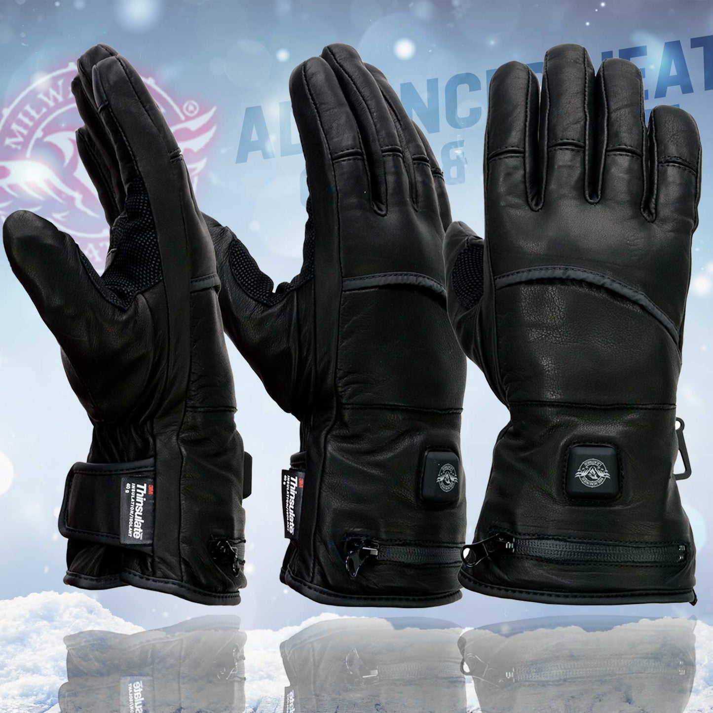 Milwaukee Leather MG7513SET Men’s Heated Winter Gloves for Motorcycle Ski Hunting/Harness Wire and i-Touch