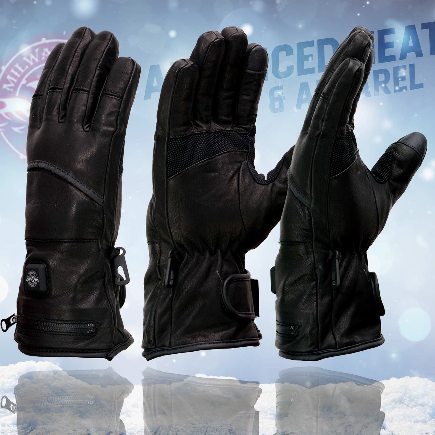 Milwaukee Leather MG7513SET Men’s Heated Winter Gloves for Motorcycle Ski Hunting/Harness Wire and i-Touch