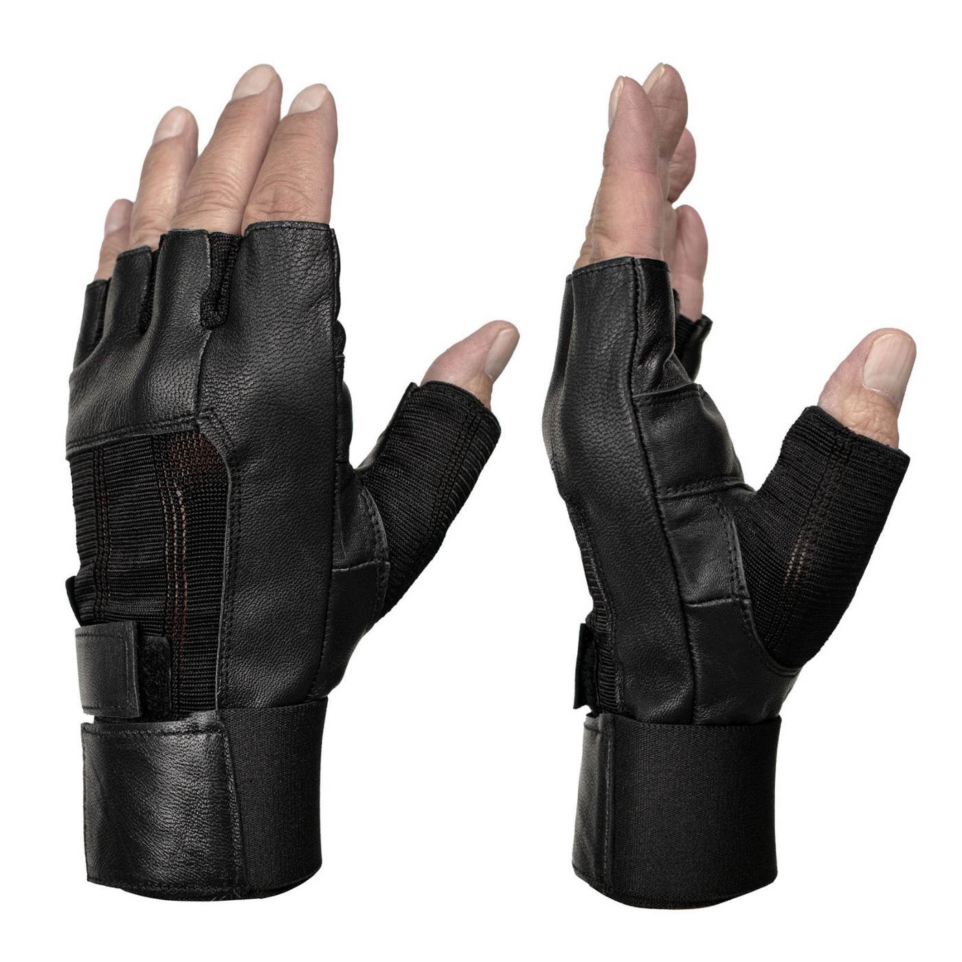 Milwaukee Leather MG7562 Men's Black Leather and Spandex Gel Padded Palm Fingerless Motorcycle Hand Gloves W/ Mesh Material
