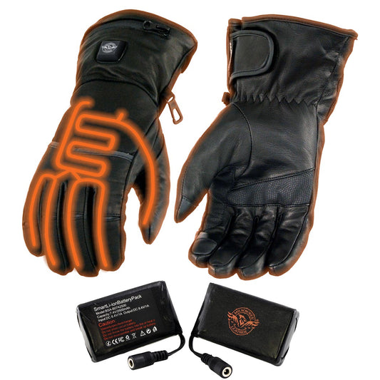 Milwaukee Leather MG7713SET Women's Heated Black Leather Winter Gloves -Wire Harness and i-Touch