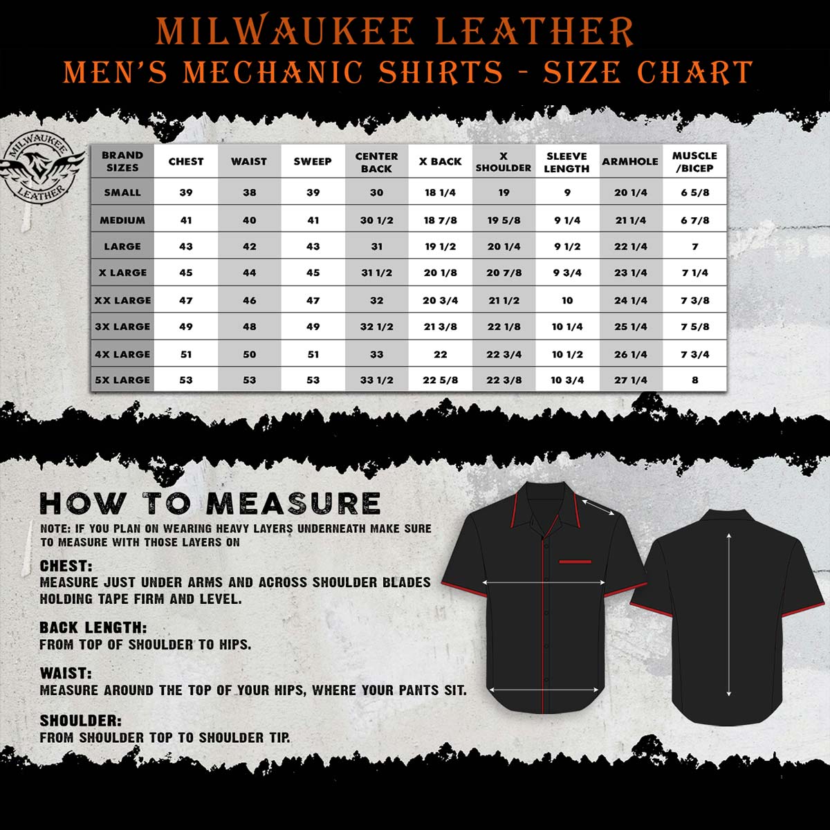 Biker Clothing Co. MDM11676 Men’s Black-Orange Button-Up Heavy-Duty Work Shirt - Classic Mechanic Shirt w/ Pockets