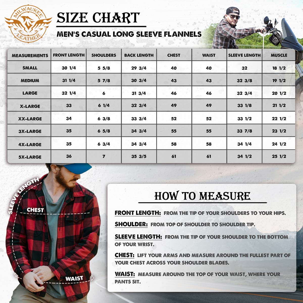 Milwaukee Leather Men’s Plaid Flannel Long Sleeve Shirt with Chest Pockets