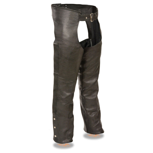 Milwaukee Leather Chaps for Men's Black Premium Leather Fully Lined  Motorcycle Chaps w/ Front Coin Pocket-ML1115