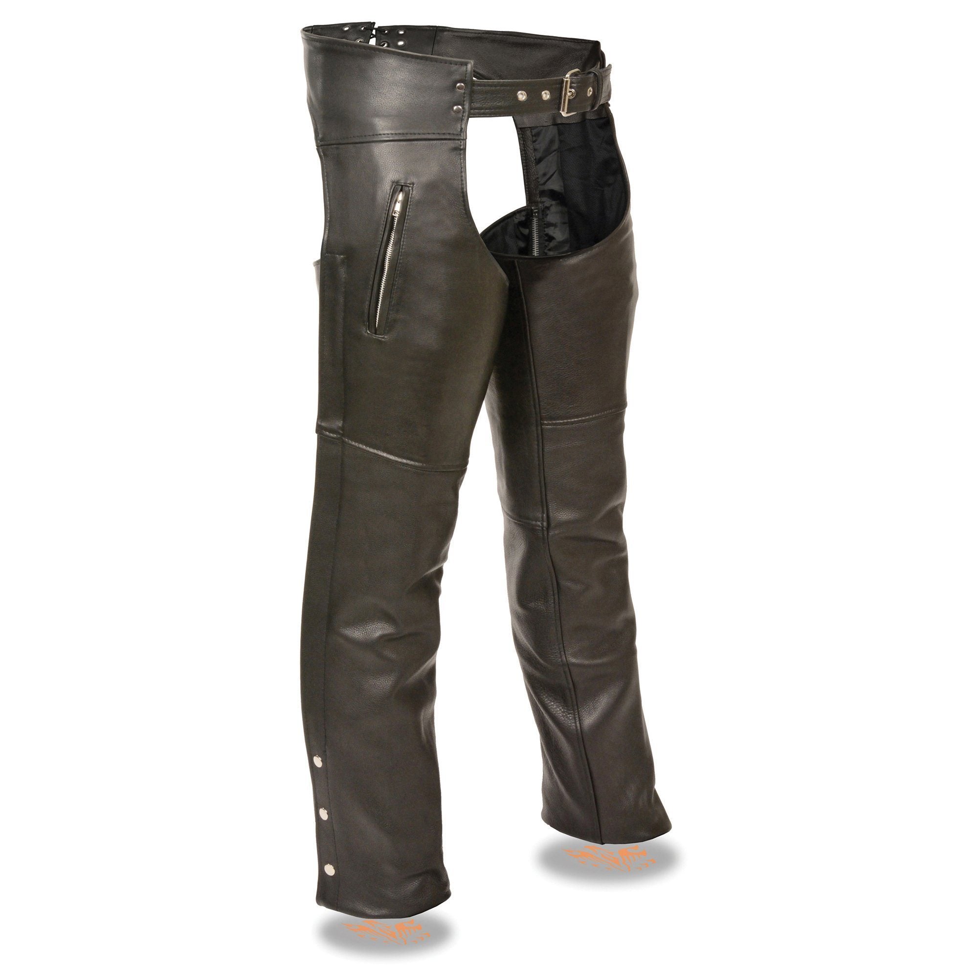 Milwaukee Leather Men's Black Premium Leather Motorcycle Rider Chaps w ...