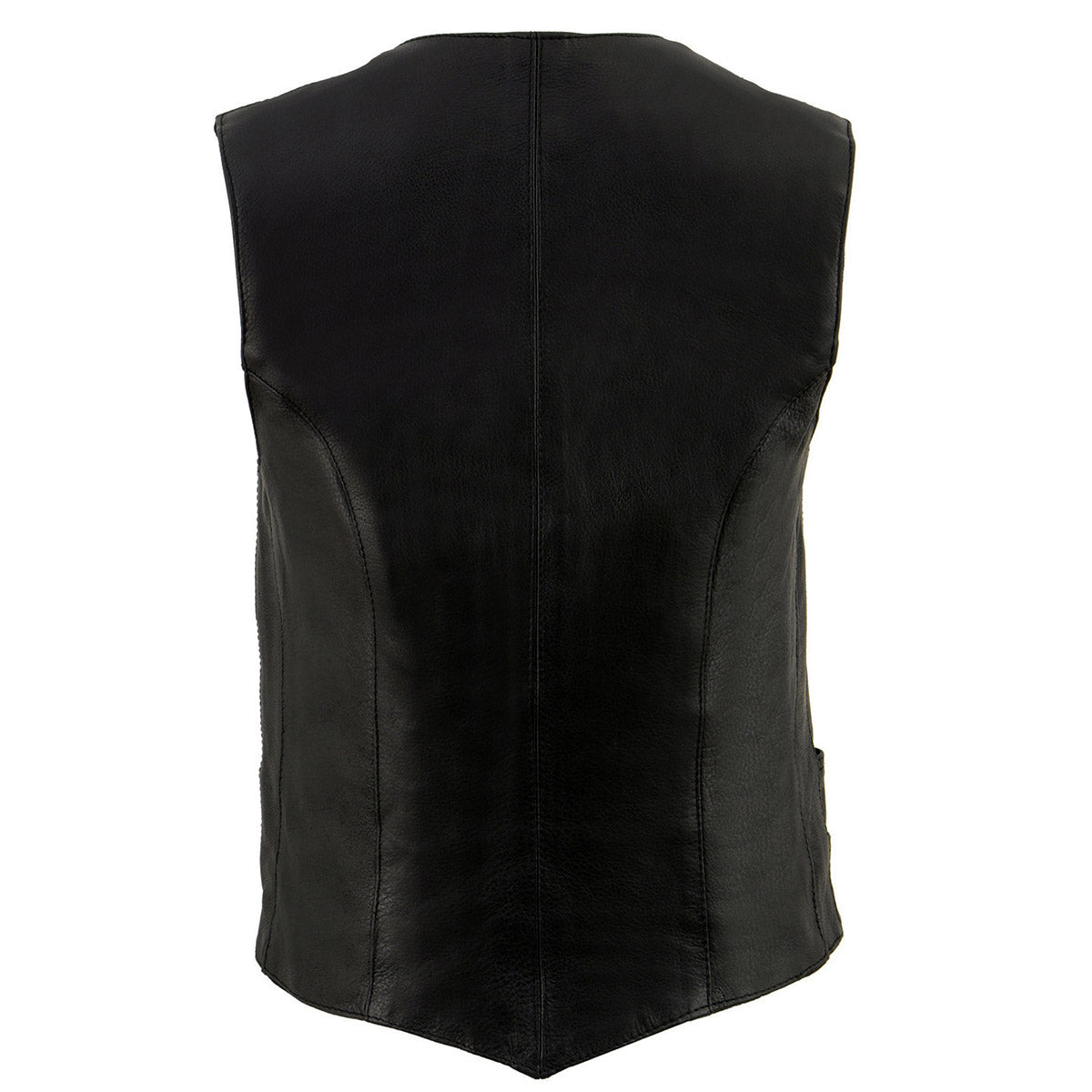 Milwaukee Leather ML1253 Women's Black Naked Leather V-Neck Motorcycle Rider Vest W/ Milwaukee Logo Snaps Closure